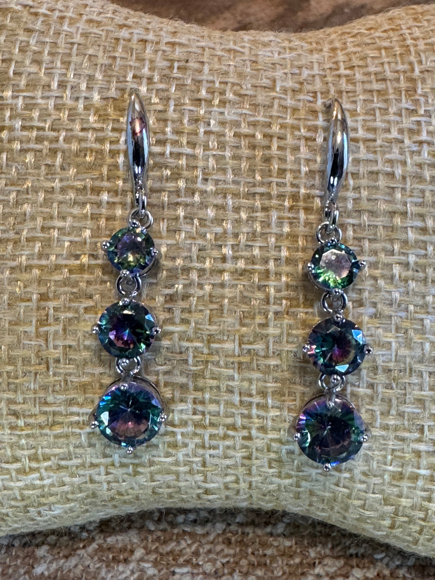 Blue Purple Crystal Dangle Earrings