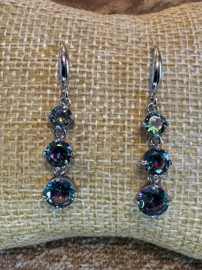 Blue Purple Crystal Dangle Earrings