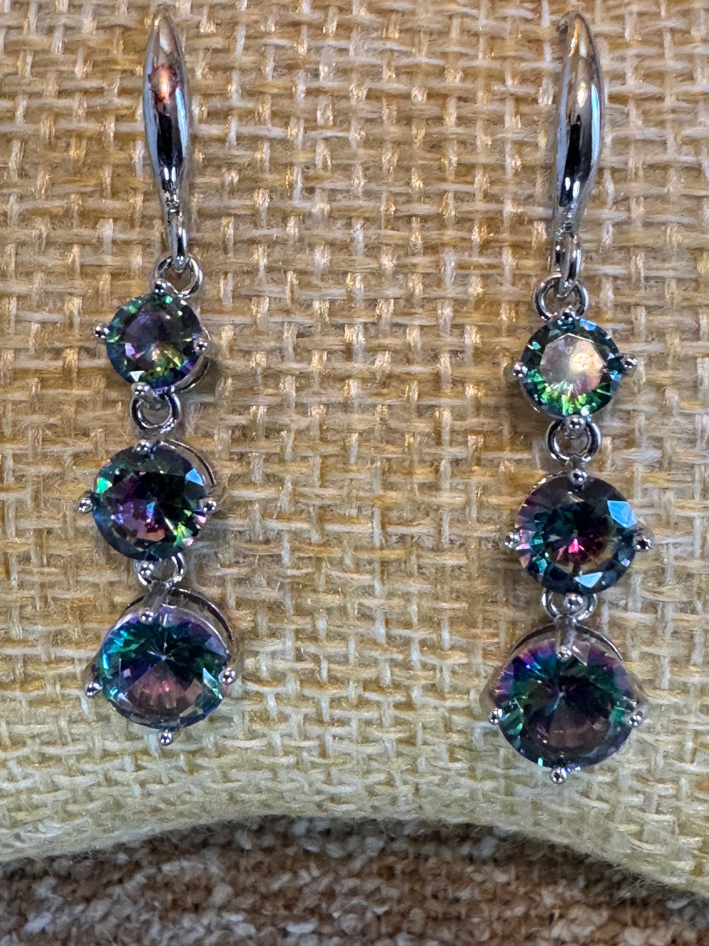 Blue Purple Crystal Dangle Earrings