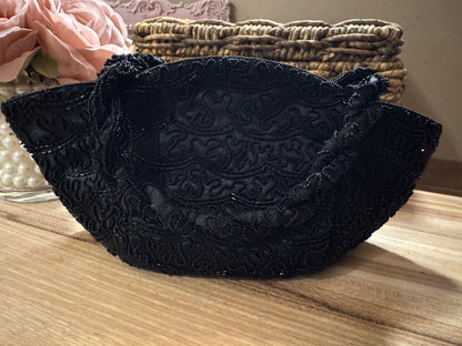 Vintage 1940s–1950s “Bags by Josef” Hand-Beaded Black Evening Bag — Made in U.S.A. - Rare Find! Collector's Item!
