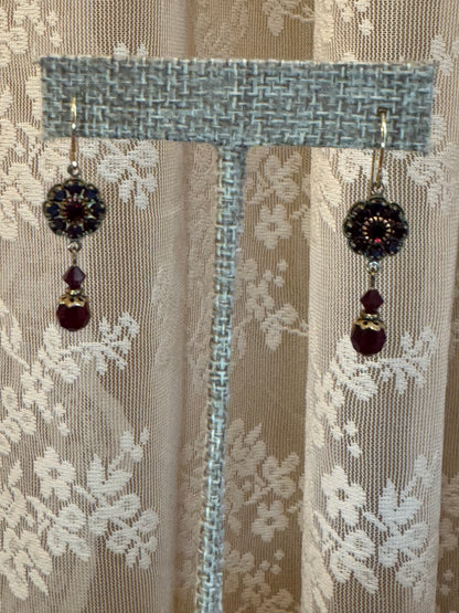 Victorian-Inspired Garnet Bead Lariat Necklace & Dangle Earrings Set – Bohemian Elegance