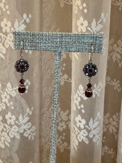 Victorian-Inspired Garnet Bead Lariat Necklace & Dangle Earrings Set – Bohemian Elegance