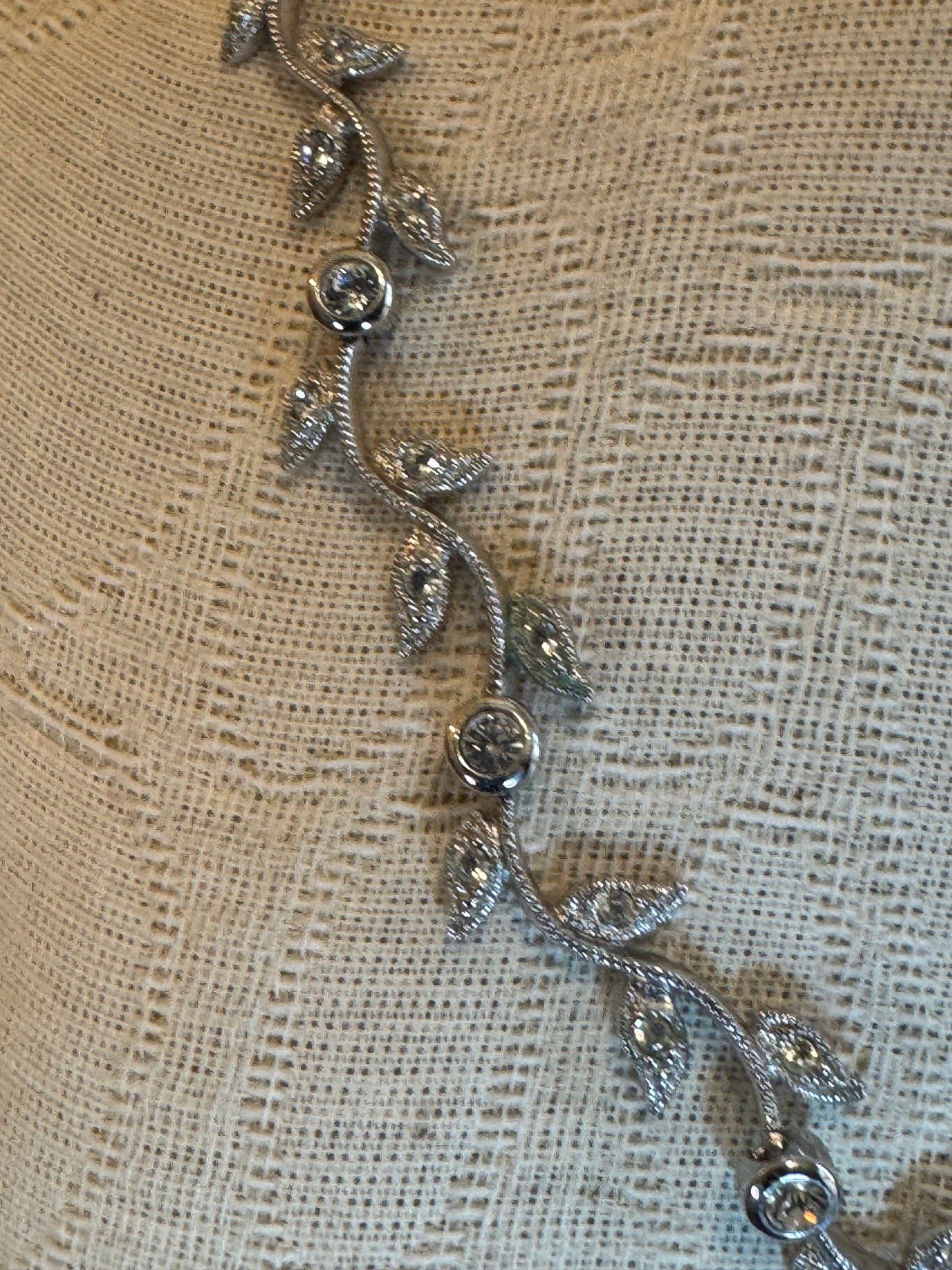 Nadri Cubic Zirconia Vine Collar Necklace – Silver-Tone Leaf Statement