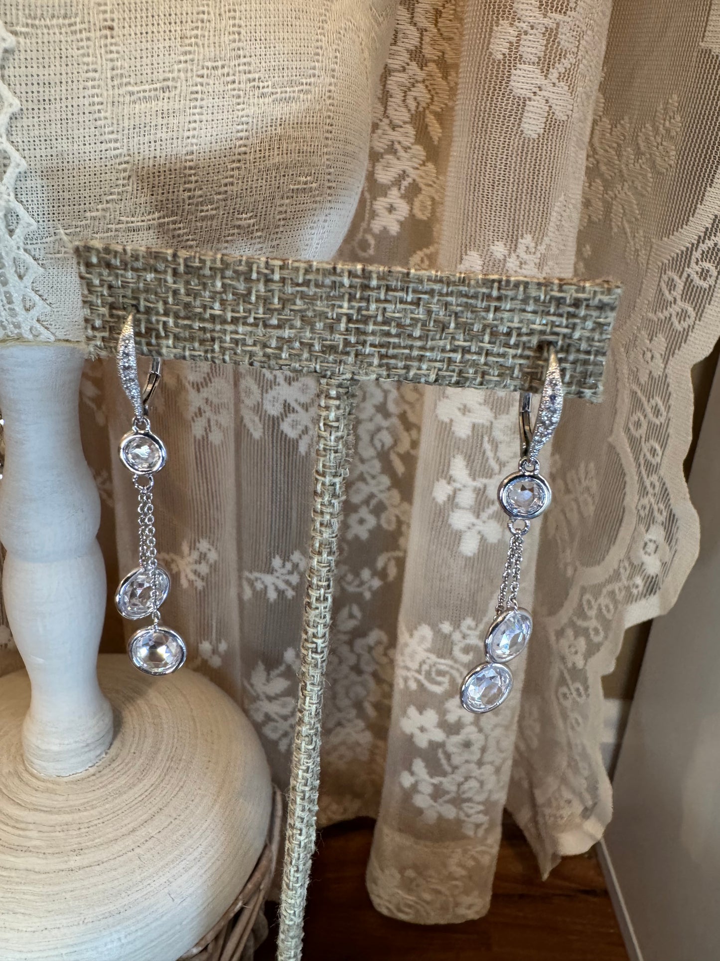 Nadri Faux Pearl & Cubic Zirconia Y-Necklace & Earring Set – Silver-Tone Lariat Bridal Design