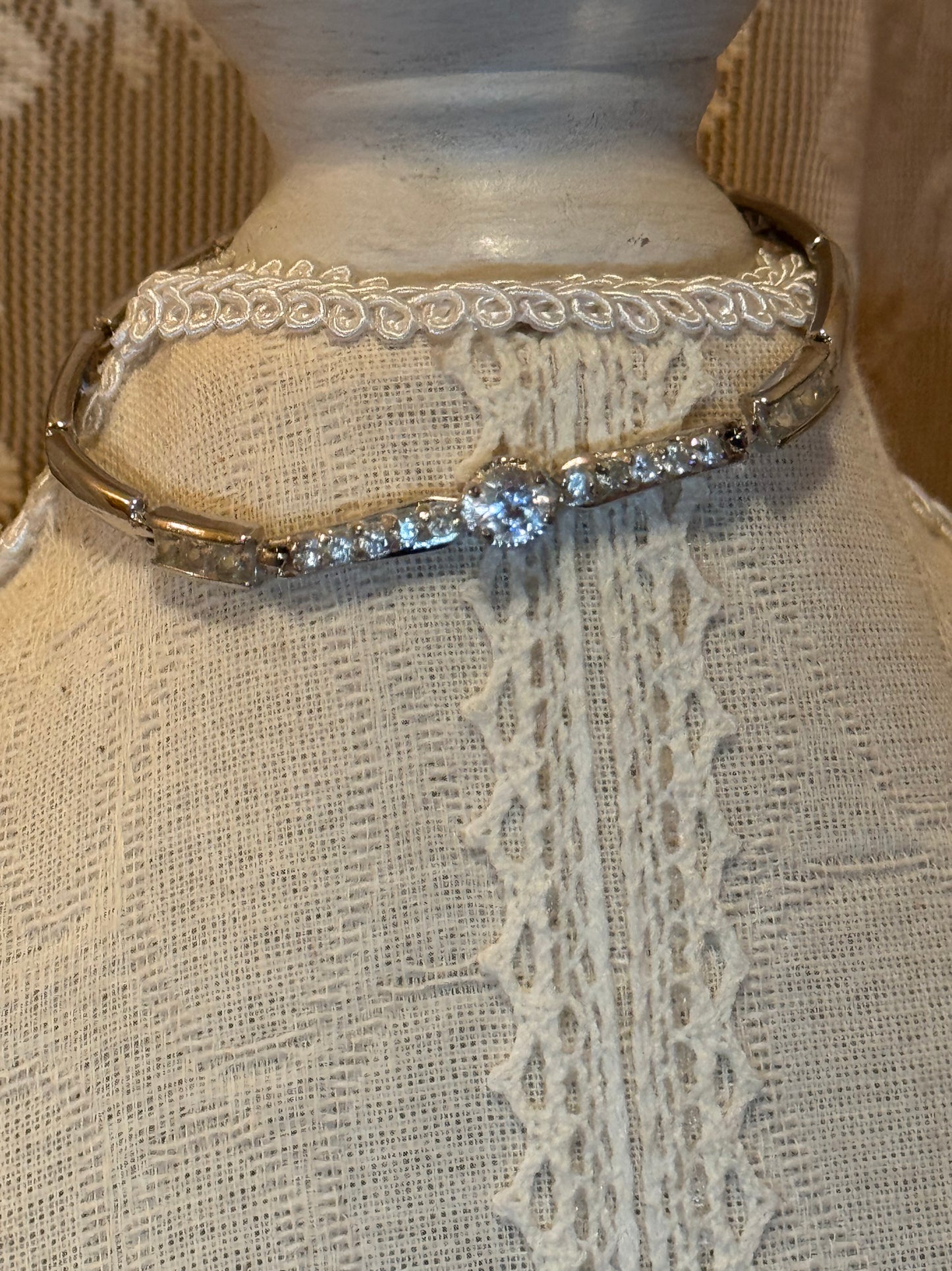 Crystal and Silver Tone Bracelet