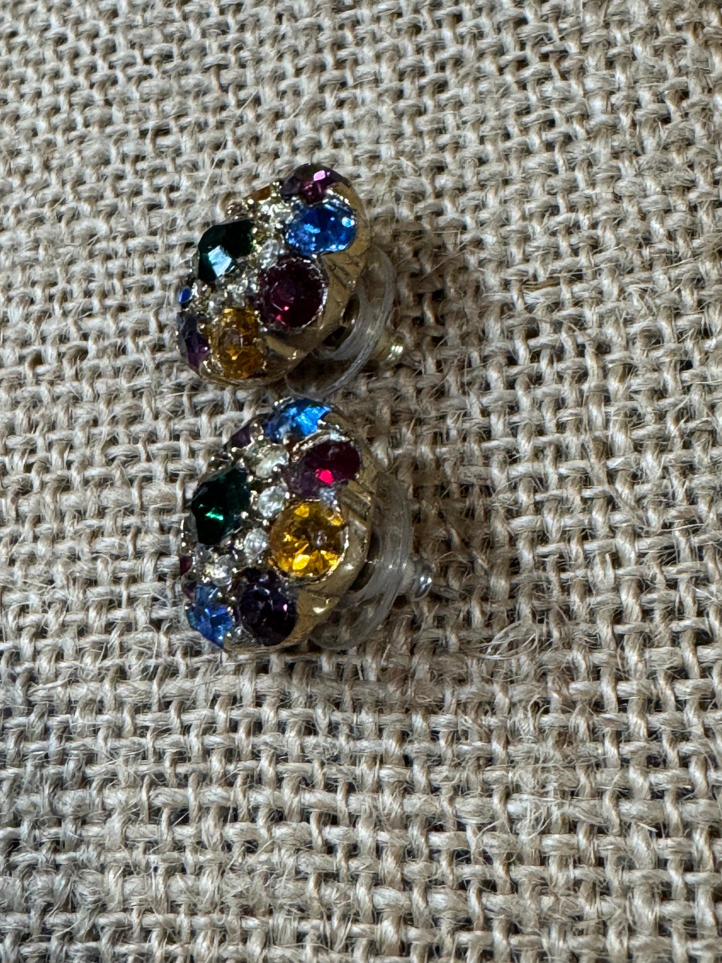 Colorful Bezel Crystal Cluster Earrings