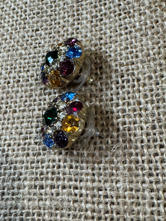 Colorful Bezel Crystal Cluster Earrings