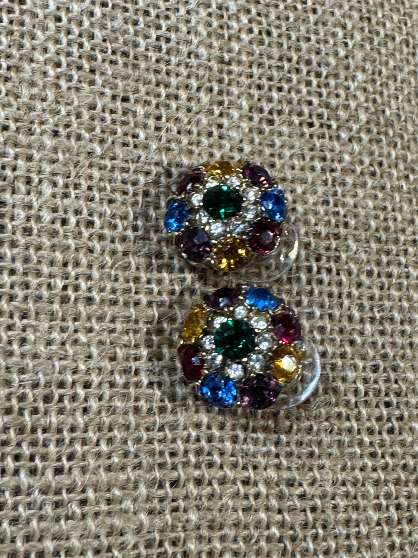 Colorful Bezel Crystal Cluster Earrings