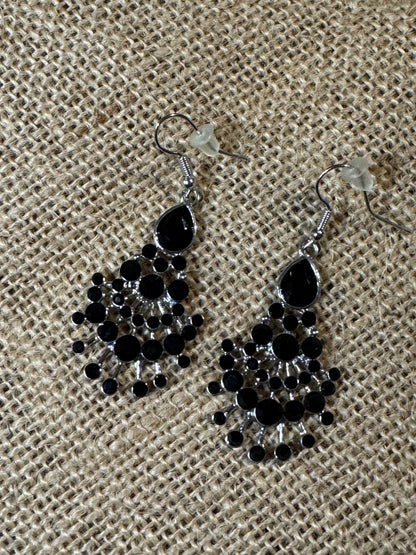 Black Stone Chandelier Earrings