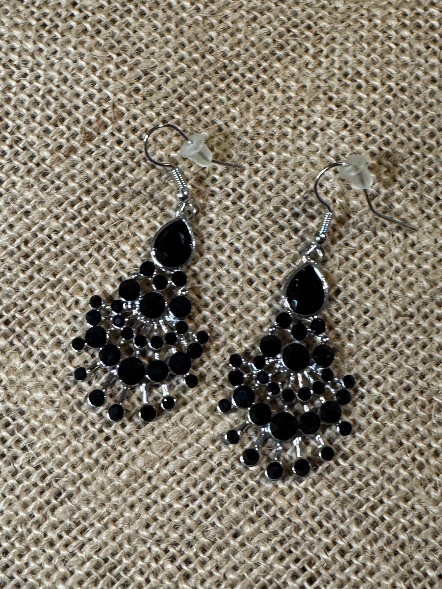 Black Stone Chandelier Earrings
