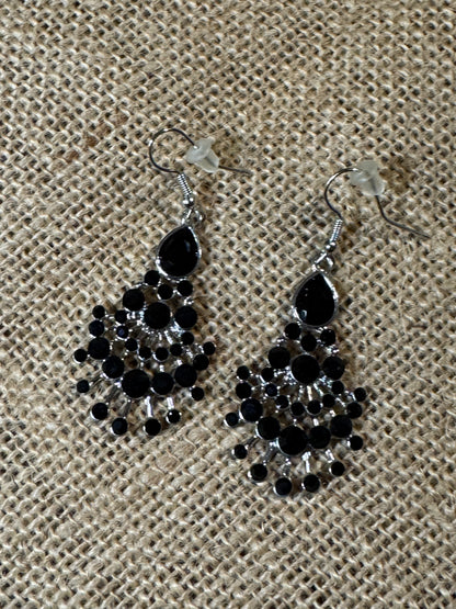 Black Stone Chandelier Earrings
