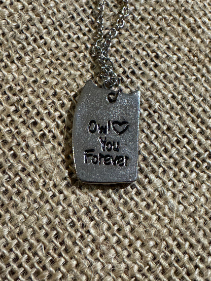 Silver-Tone Owl Pendant Necklace — Hidden Message Design