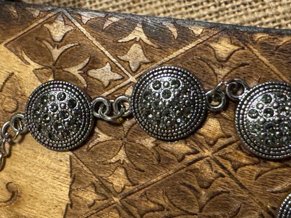 Silver-Tone Grey Rhinestone Bracelet