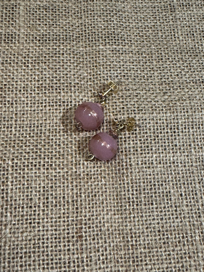 Mauve & Gold Stripe Stud Earrings