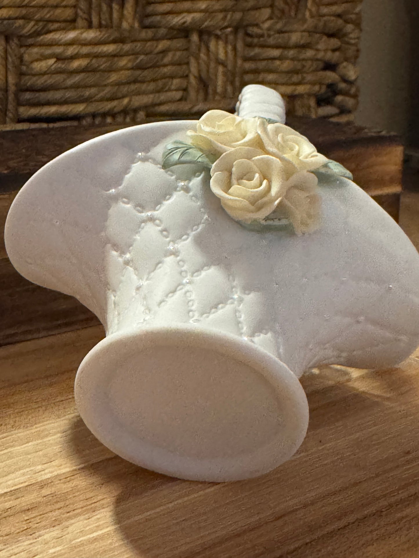 Vintage Porcelain Basket-Style Trinket Box – 4" x 5"
