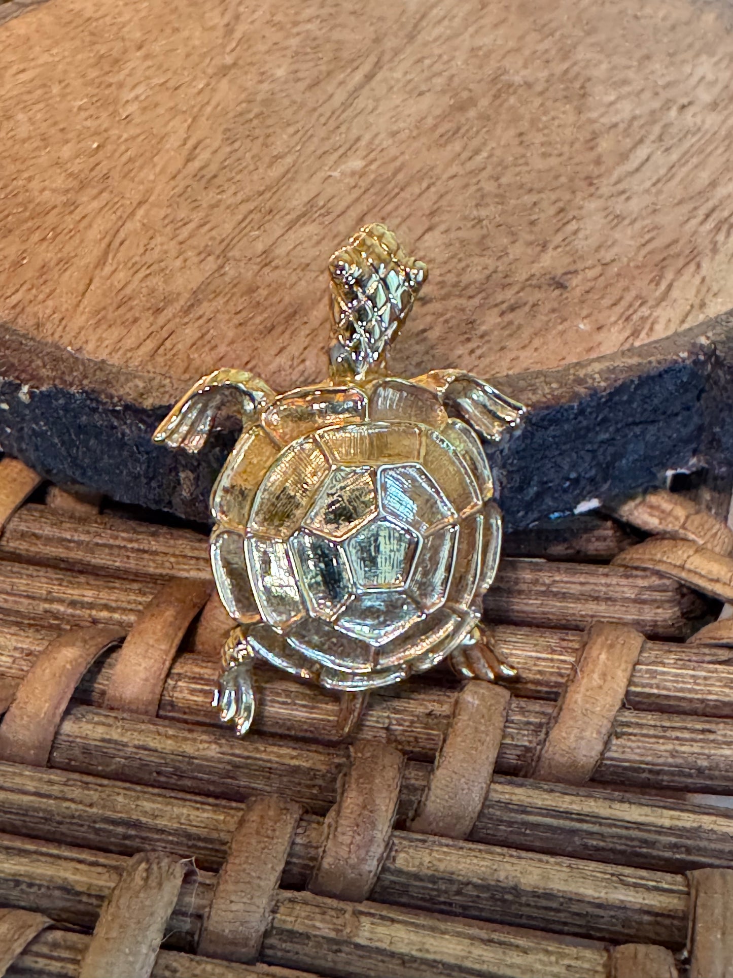 Vintage Signed Napier Turtle Brooch in Gold-Tone