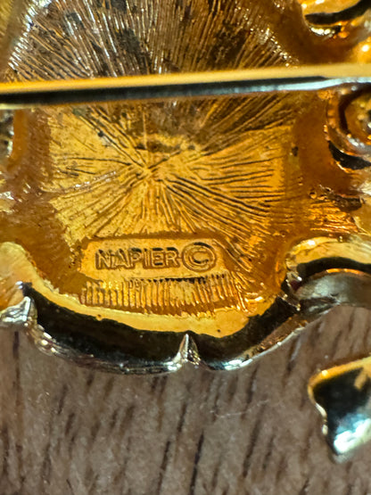 Vintage Signed Napier Turtle Brooch in Gold-Tone