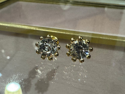 CZ Diamond Stud Earrings - Approx 1 Carat