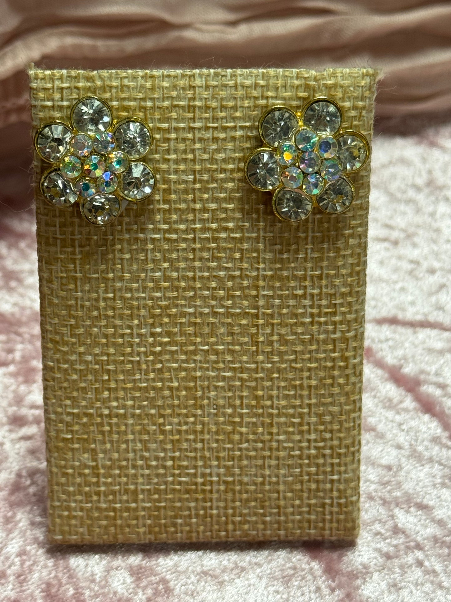 Vintage 1928 brand daisy-style rhinestone stud earrings