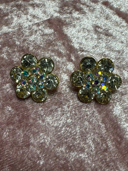 Vintage 1928 brand daisy-style rhinestone stud earrings