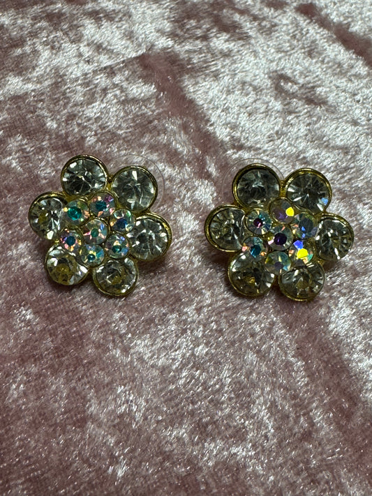 Vintage 1928 brand daisy-style rhinestone stud earrings