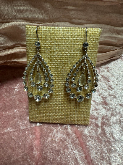 Silver-tone dangle chandelier earrings