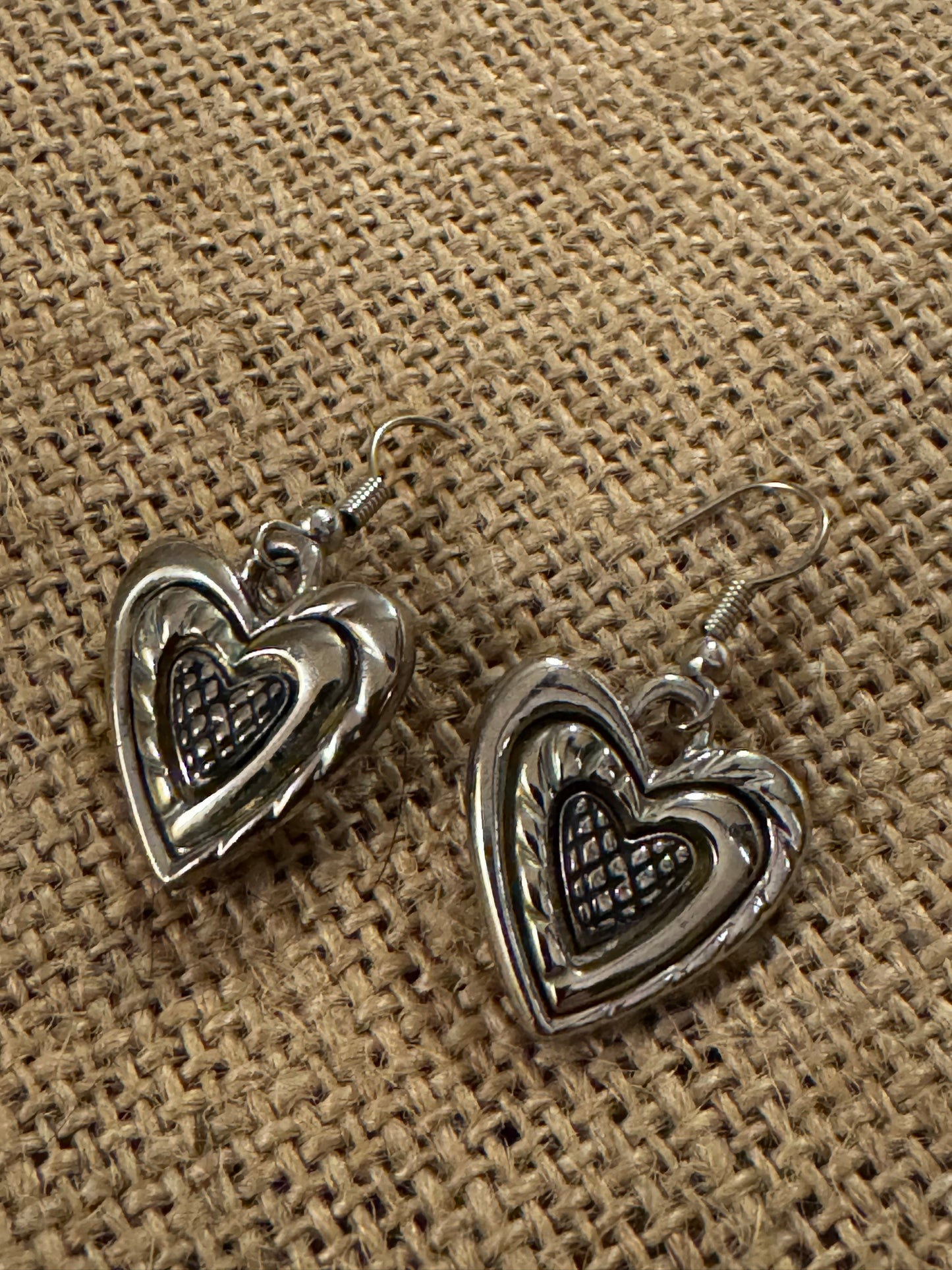 ✨ Boho Silver-Tone Layered Heart Dangle Earrings ✨