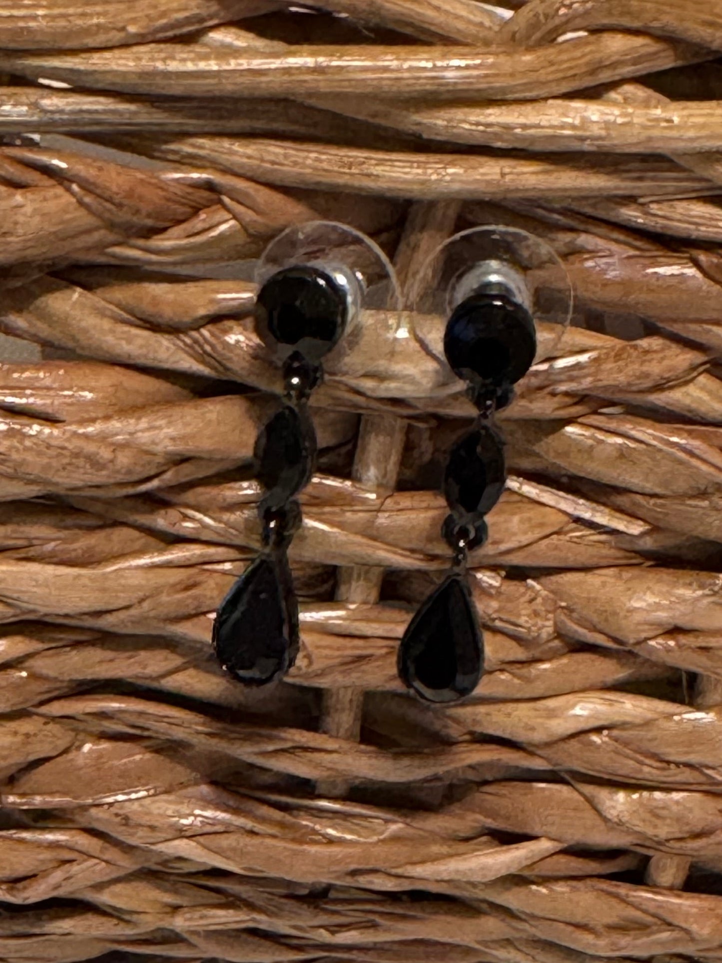Vintage Signed Givenchy Black Dangle Earrings