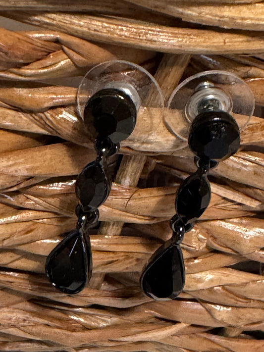 Vintage Signed Givenchy Black Dangle Earrings