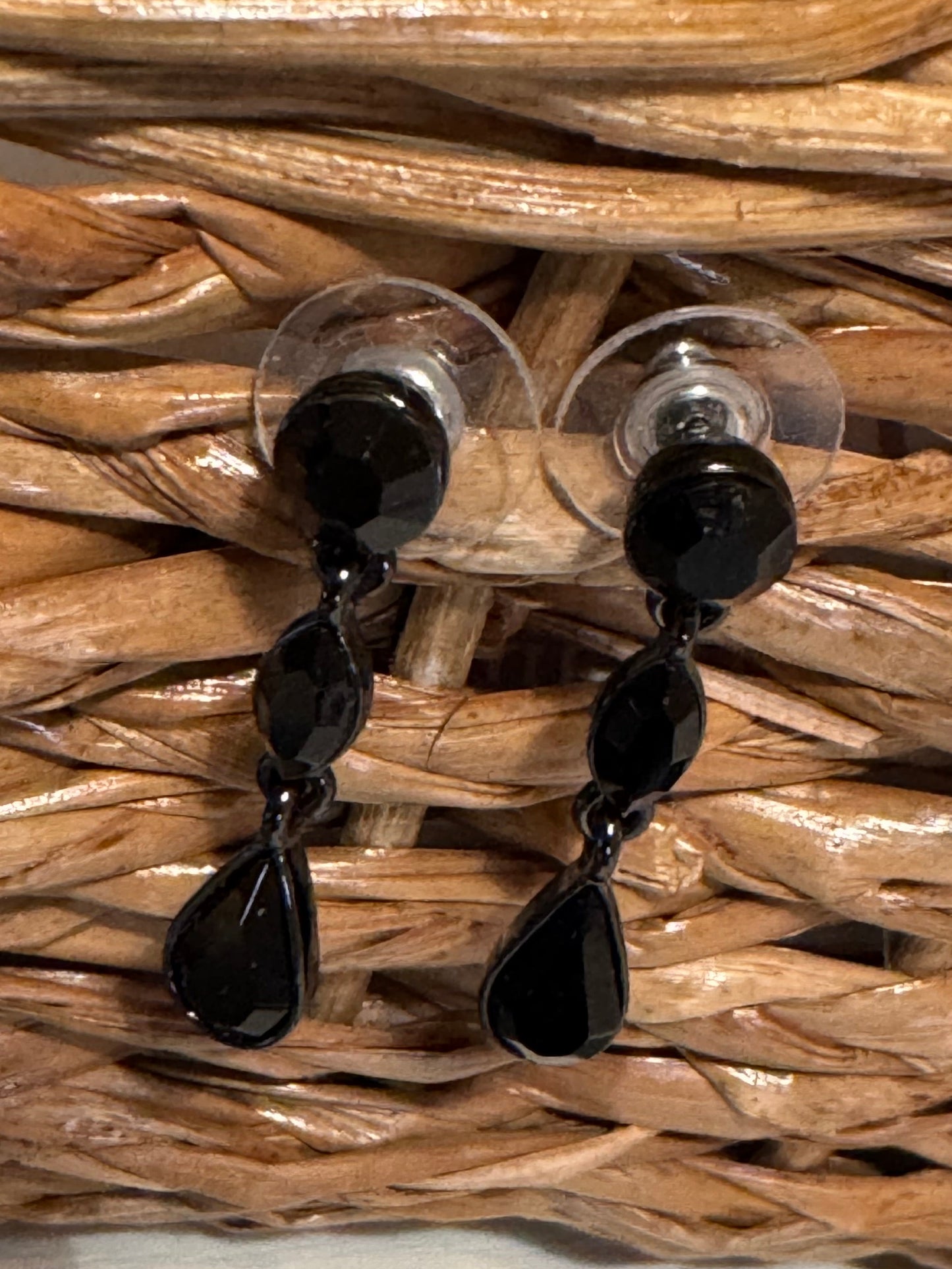 Vintage Signed Givenchy Black Dangle Earrings