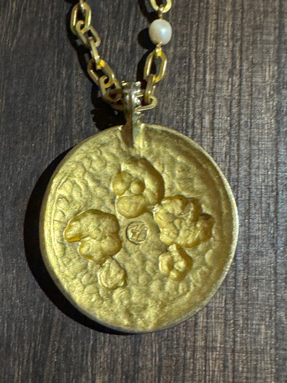 Vintage 1996 Karl Lagerfeld Enamel Floral Disc Pendant Necklace - A Rare and Coveted Collectors’ Treasure