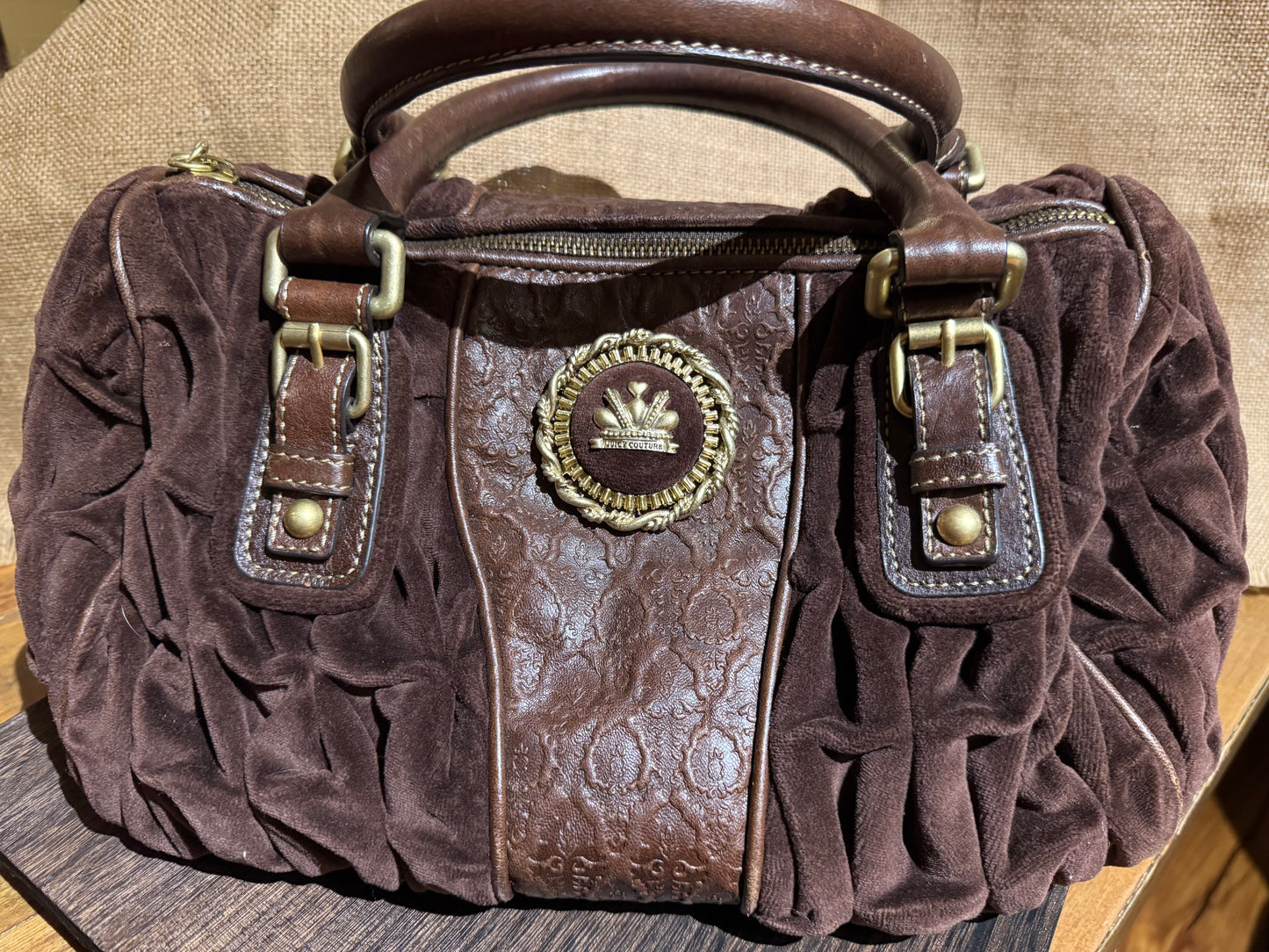 Vintage Early-2000s Authentic Juicy Couture Brown Velour Satchel