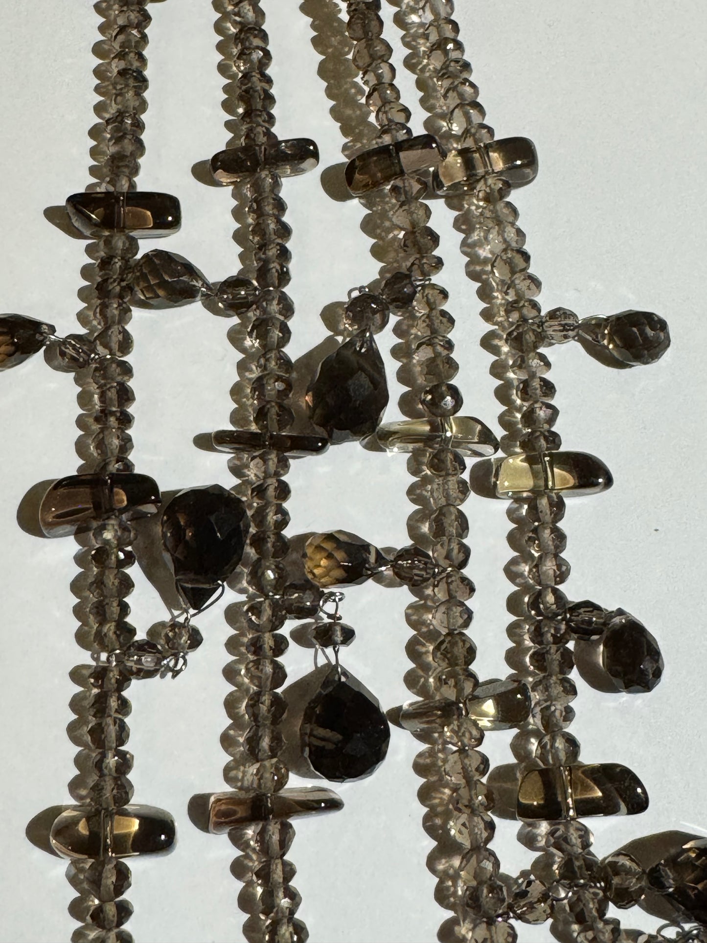 Vintage Multi-Strand Smoky Crystal Statement Necklace