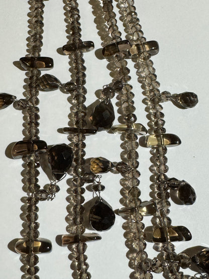 Vintage Multi-Strand Smoky Crystal Statement Necklace