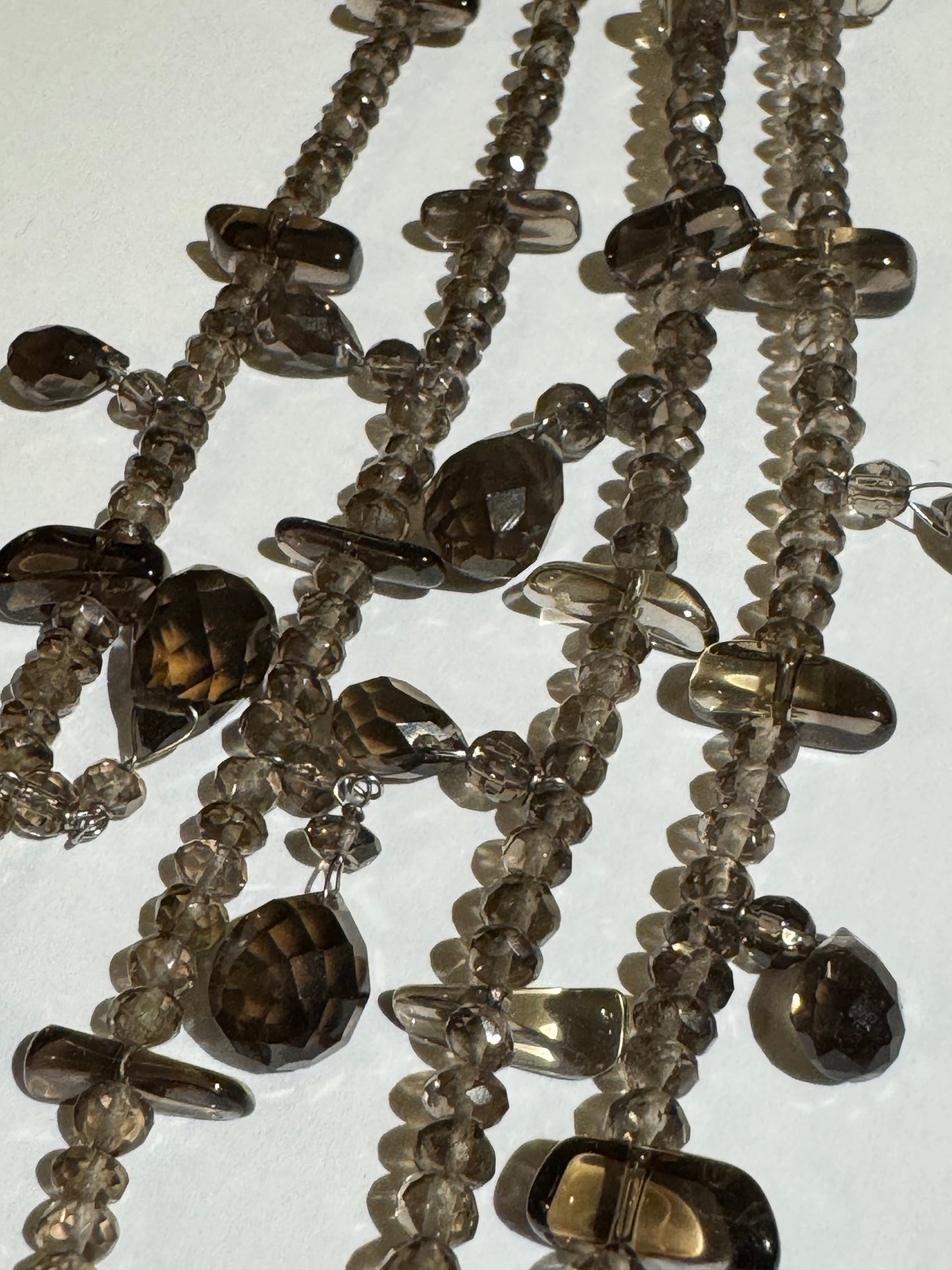 Vintage Multi-Strand Smoky Crystal Statement Necklace