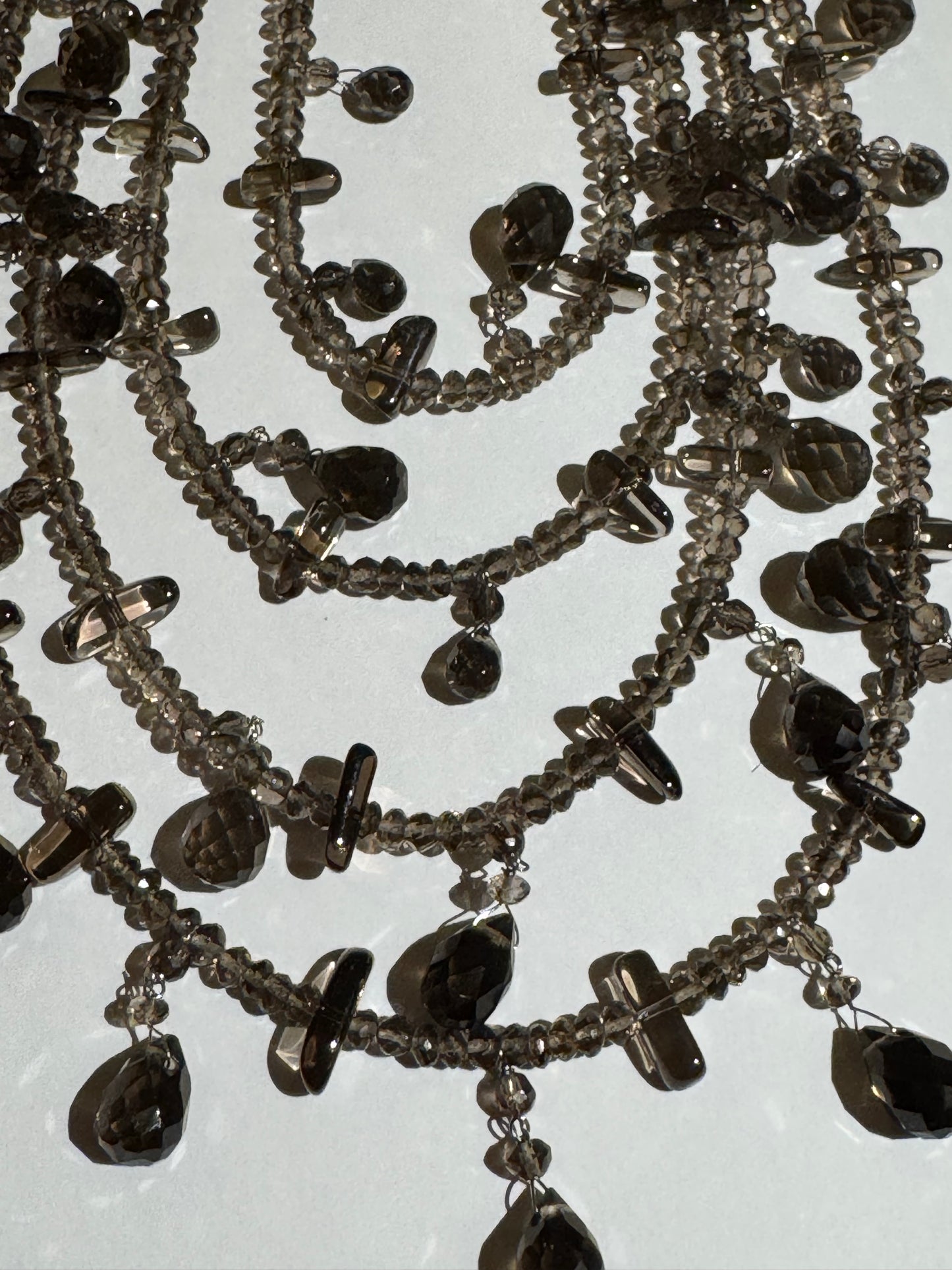 Vintage Multi-Strand Smoky Crystal Statement Necklace