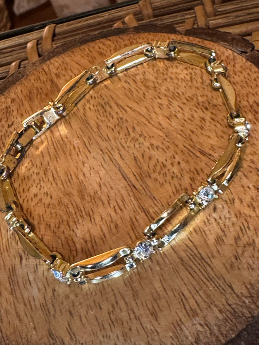 Gold tone with Clear Rhinestones Tennis Bracelet