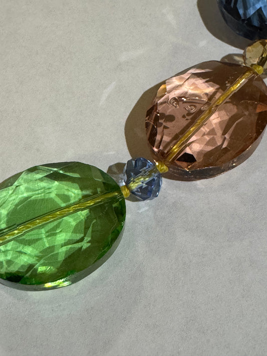 Multicolor Faceted Glass Bead Necklace and Earring Set — Statement Vintage Style