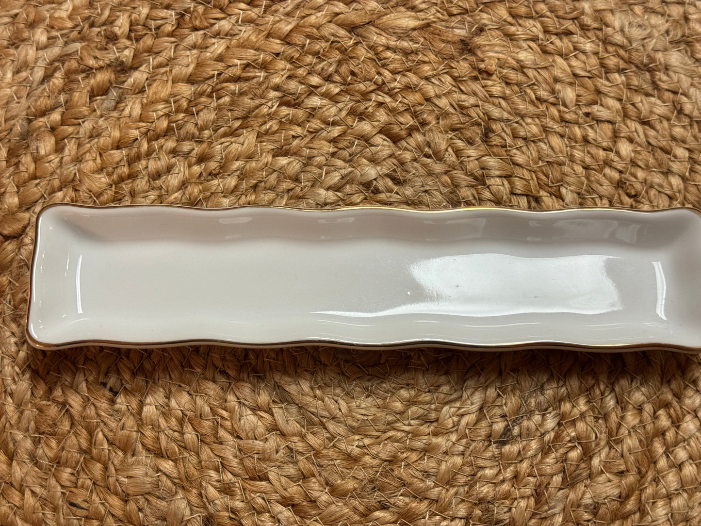 Shafford Golden Heirloom Porcelain Mint Tray — White with Gold Scalloped Rim