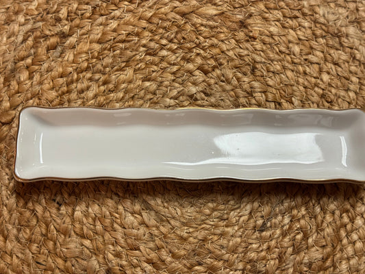 Shafford Golden Heirloom Porcelain Mint Tray — White with Gold Scalloped Rim
