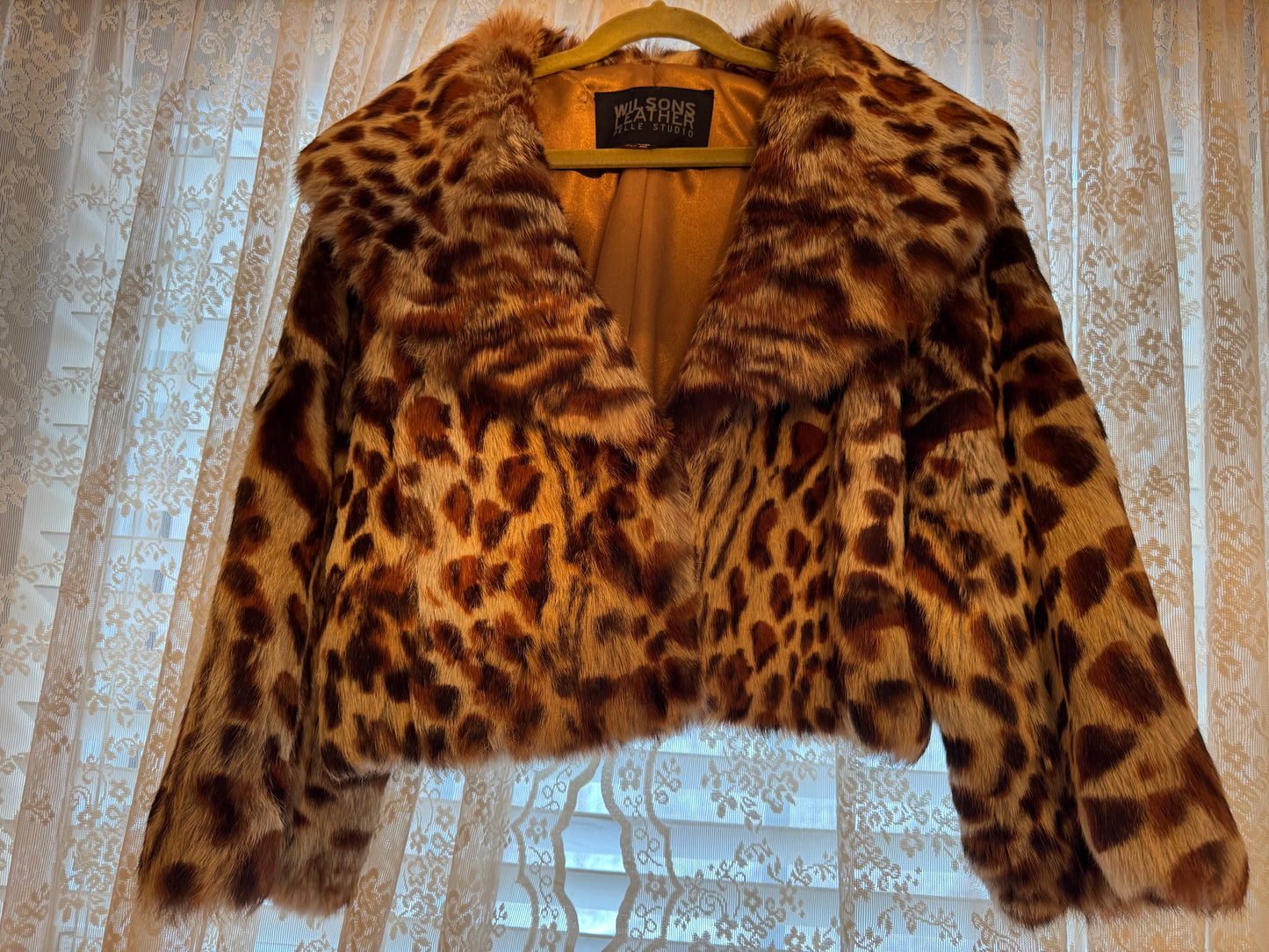 Wilsons Leather Vintage Leopard Print Rabbit Fur Jacket - Size S