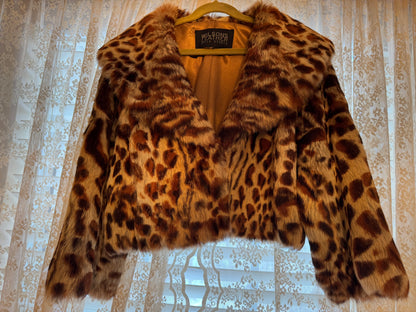 Wilsons Leather Vintage Leopard Print Rabbit Fur Jacket - Size S