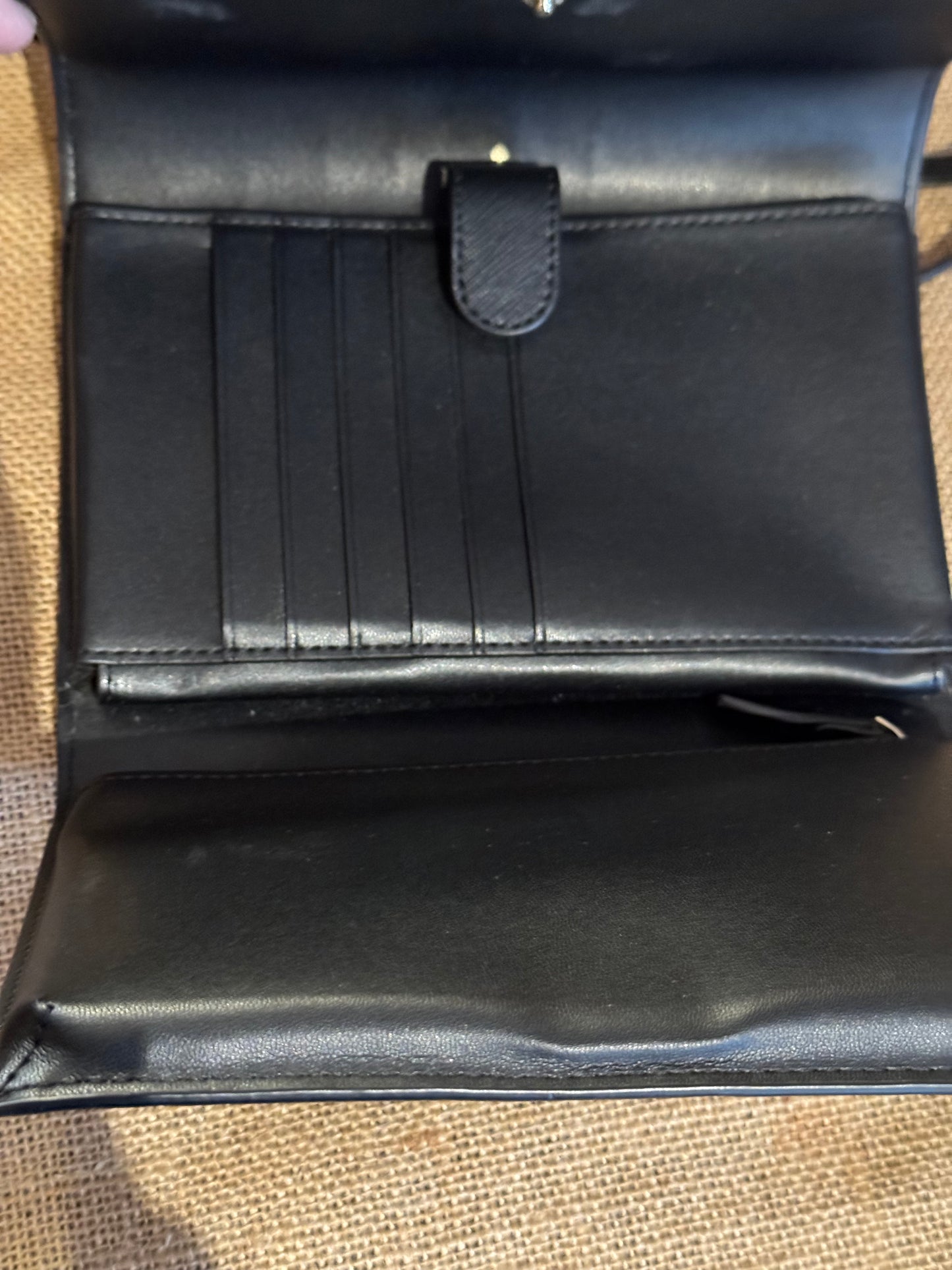 Kate Spade New York Laurel Way Winni Crossbody — Black Saffiano Leather with Gold-Tone Hardware