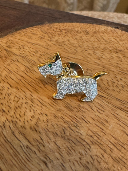 Vintage Swarovski Retired Pave Crystal Scottie Dog Lapel Pin