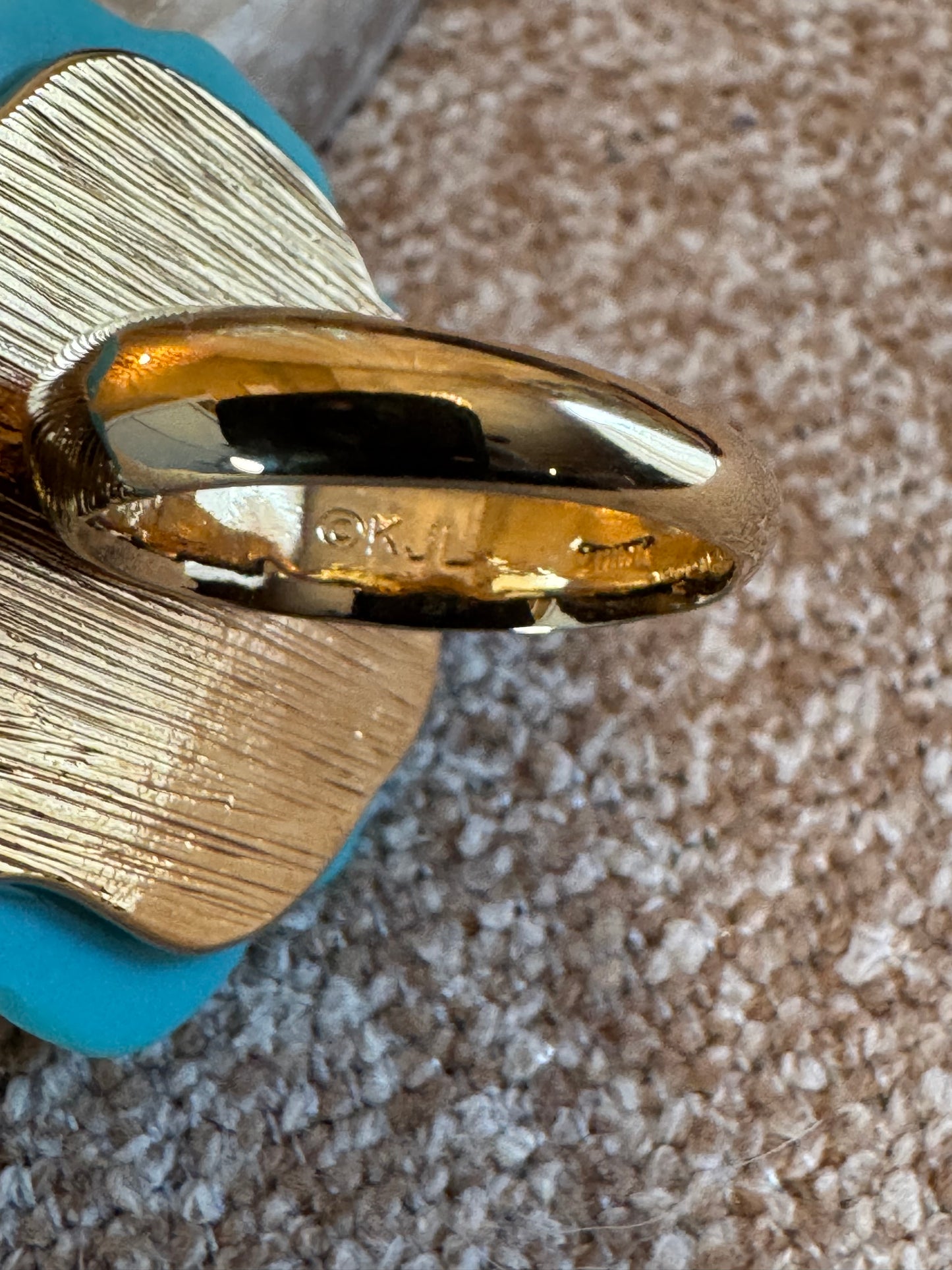 Vintage Kenneth Jay Lane KJL Turquoise Resin Wild Rose Cocktail Statement Ring – Signed