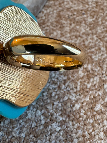 Vintage Kenneth Jay Lane KJL Turquoise Resin Wild Rose Cocktail Statement Ring – Signed