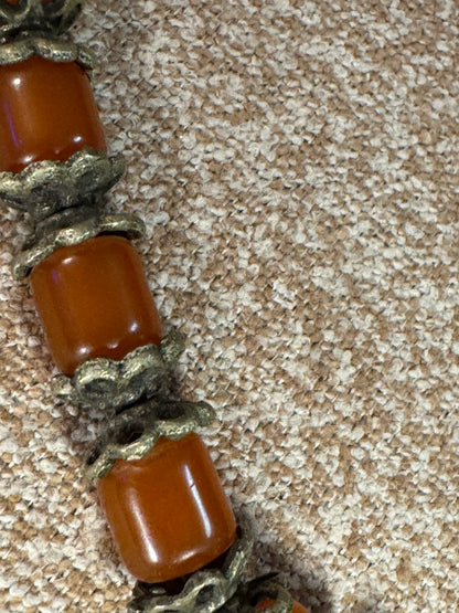 Vintage Bakelite Barrel Bead Statement Necklace – 24" One-of-a-Kind Design