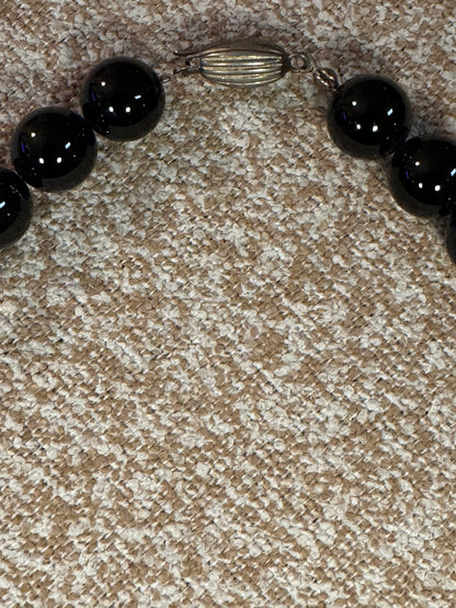 Vintage Chinese Longevity Pendant Necklace – Cinnabar and Onyx Beads
