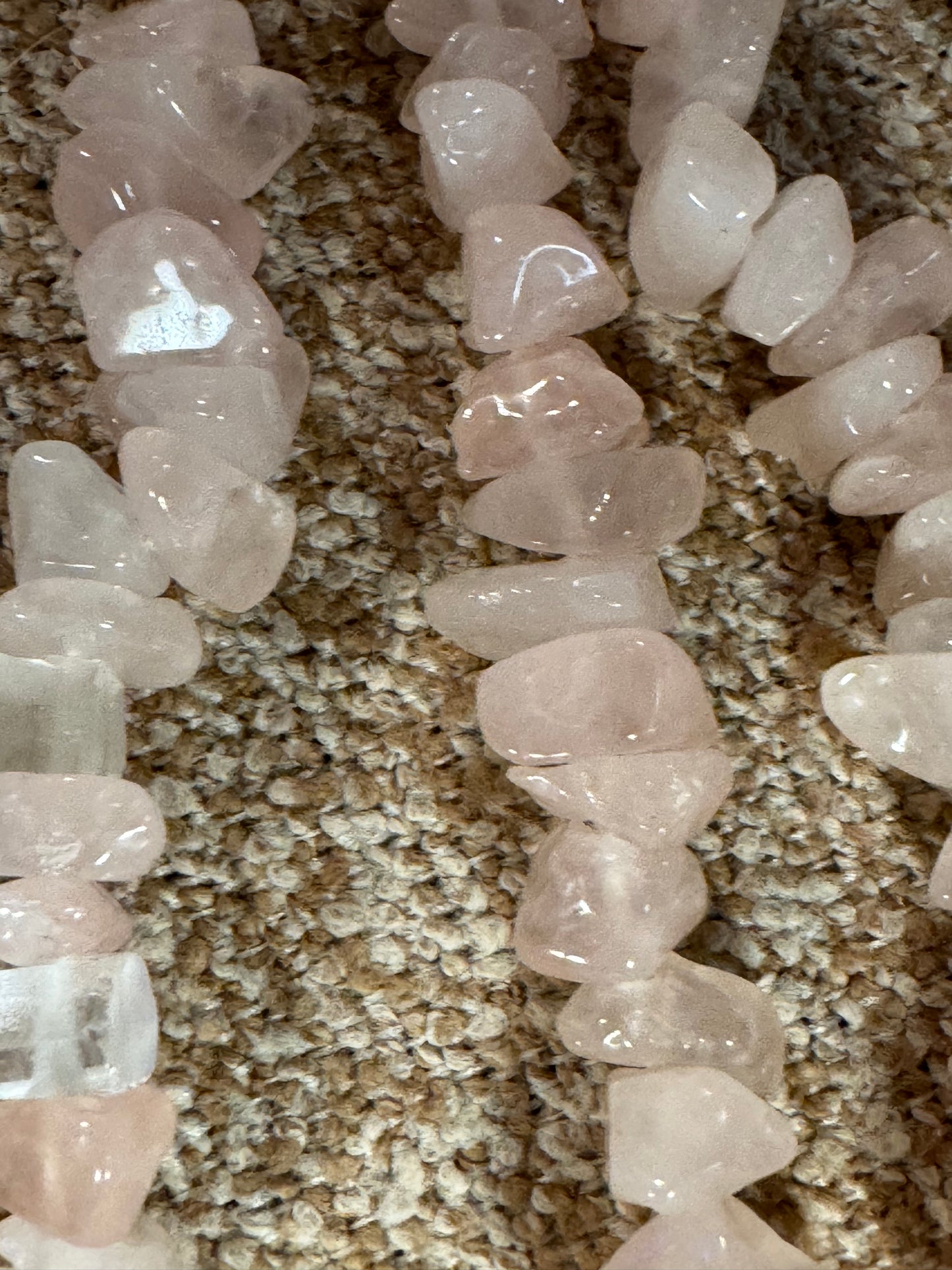 Vintage Chunky Rose Quartz and Clear Quartz Crystal Necklace – Healing and Bohemian Style