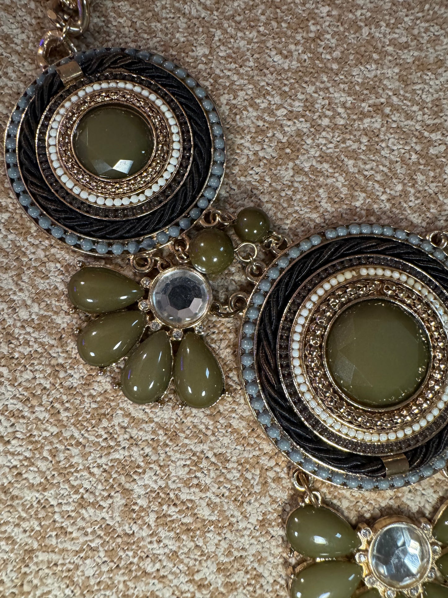 Olive Green Bib Statement Necklace